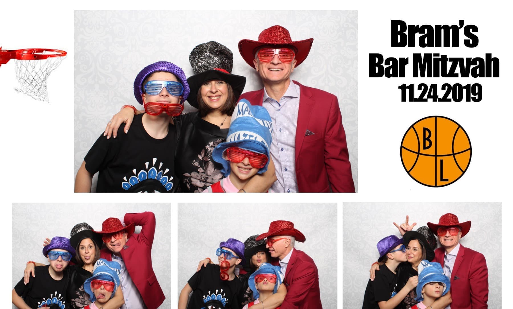 Guests posing at a private party booth