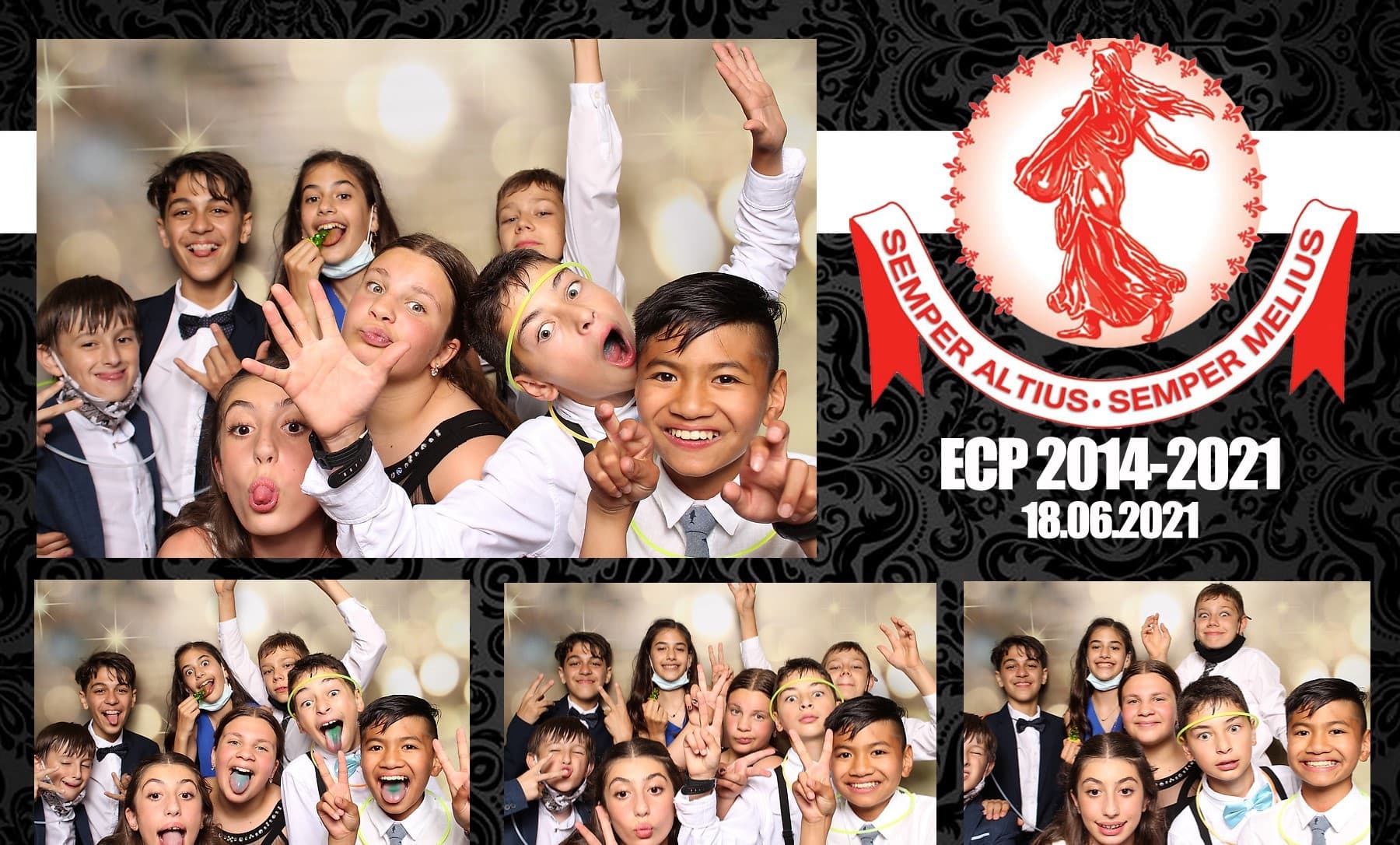 School event photo booth print with friends