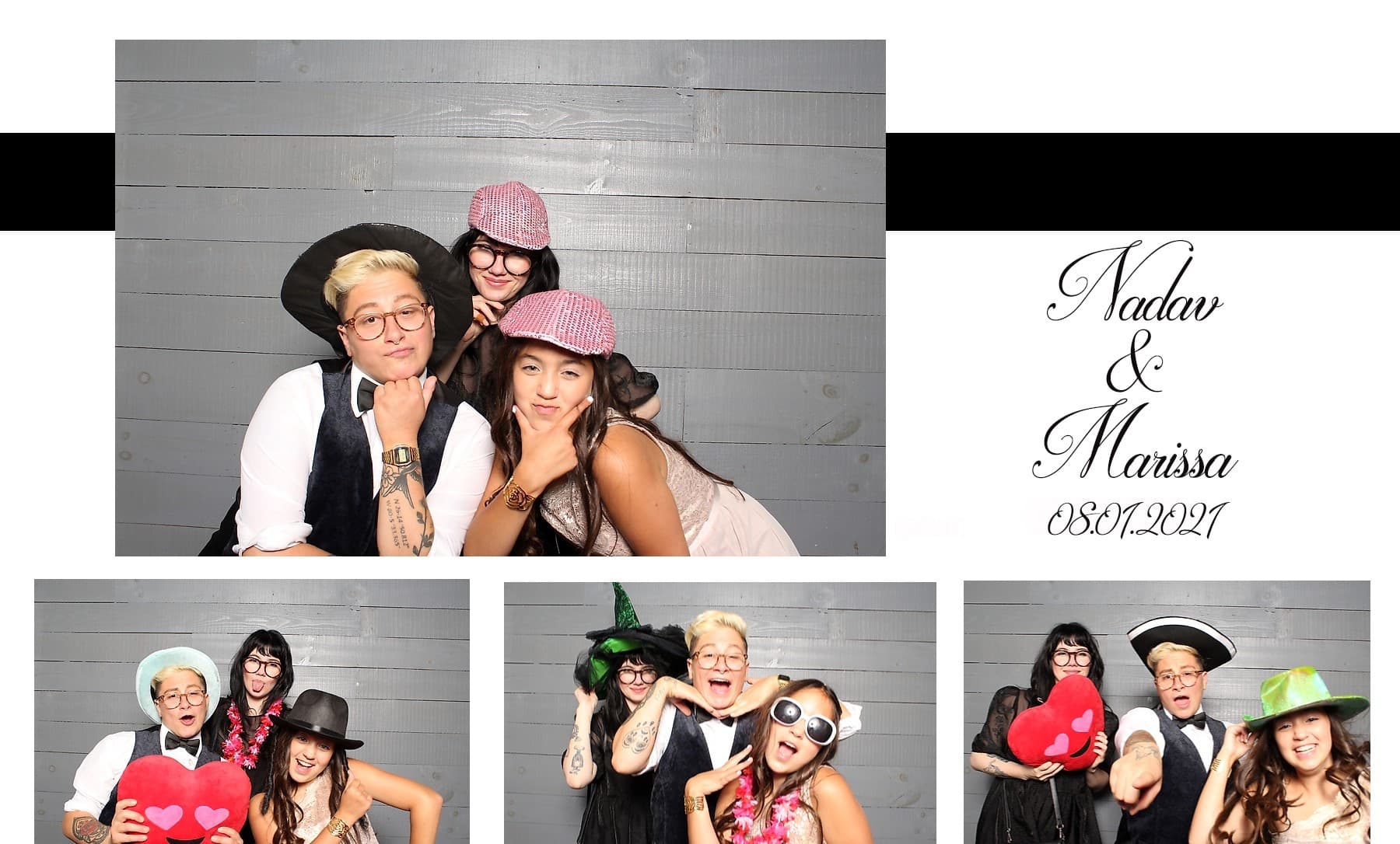 Wedding guests laughing in a multi-pose booth print